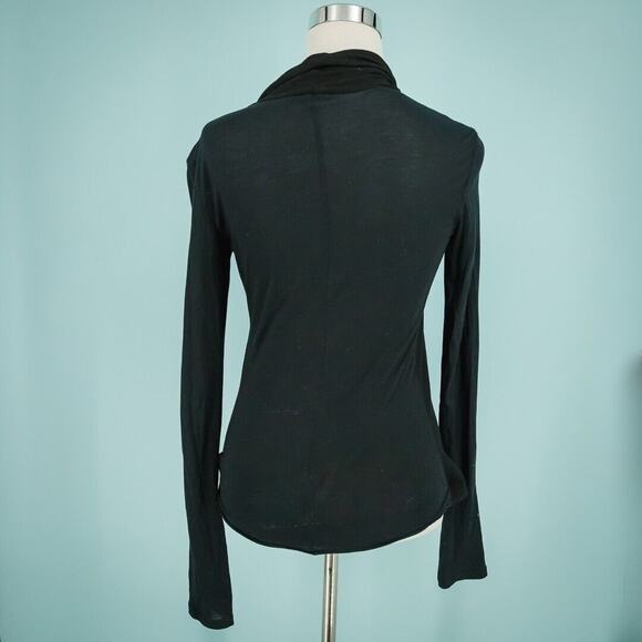 Theory Size P XS Black Dabria Wrap Drape Long Sleeve Wool Blend Cardigan Sweater - Picture 2 of 6